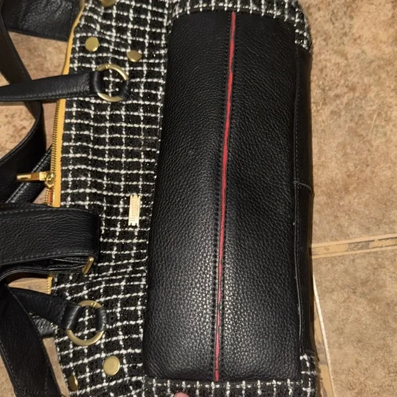 Hammitt Los Angeles Daniel Large Tote in Midnight Trellis Tweed Gold Black